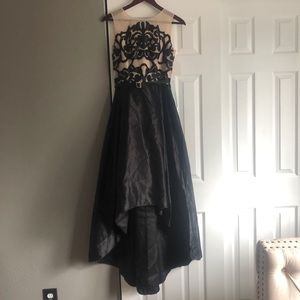 Jackie Jon High-low Black and Cream Evening Dress
